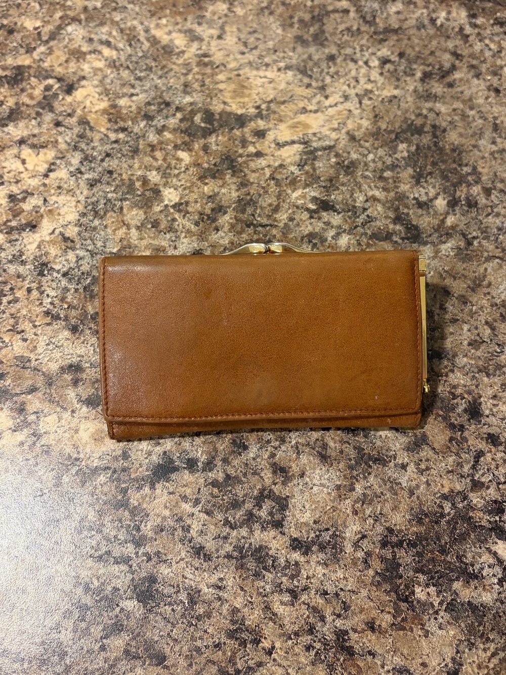 Vintage Tan Leather Women's Wallet - Compact Clasp Design